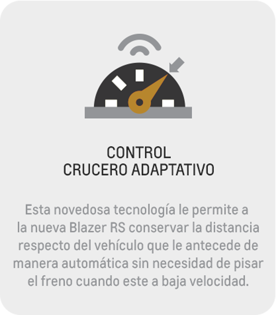 La camioneta Chevrolet Blazer RS cuenta con tecnología de control crucero