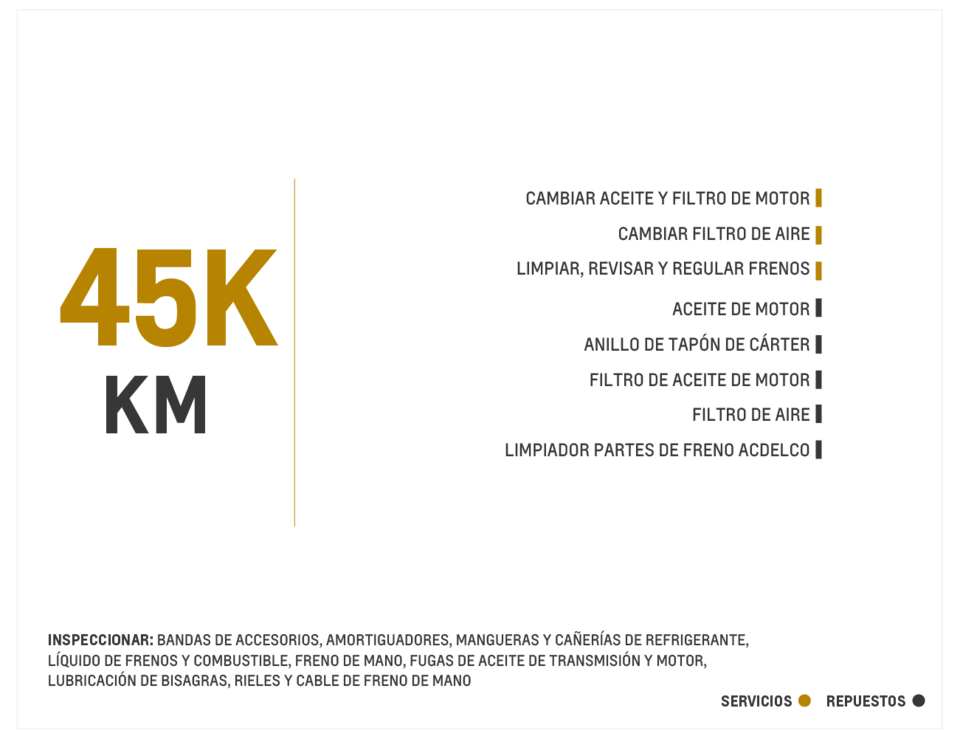 Chevrolet N300 mantenimiento preventivo 45000 kilómetros