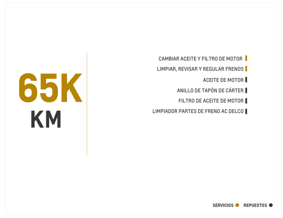 Chevrolet N300 mantenimiento preventivo 65000 kilómetros