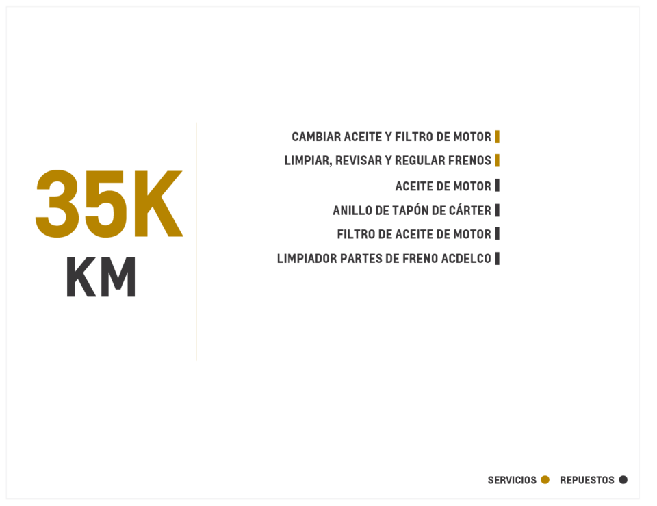 Chevrolet Spark GT mantenimiento preventivo 35000 kilómetros